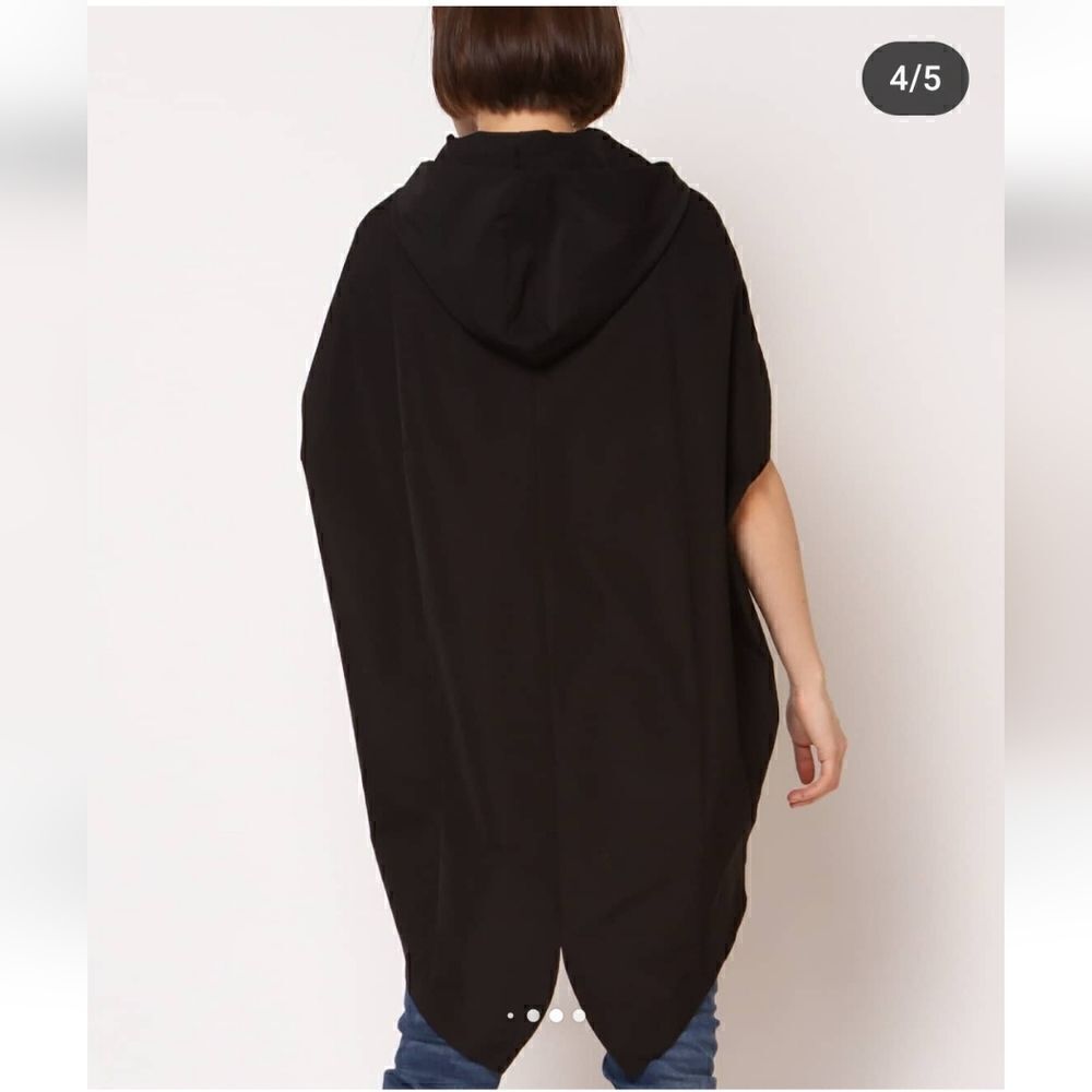 Gracia Black Sleeveless Vest Cape Jacket Removable Hood Sz Large - Picture 4 of 13